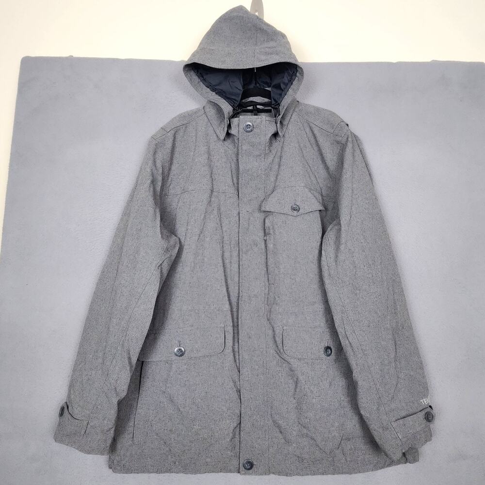 L.L.Bean Jacket Mens 2XLT Tall Gray Hooded Softshell TEK Parka Water Resistant